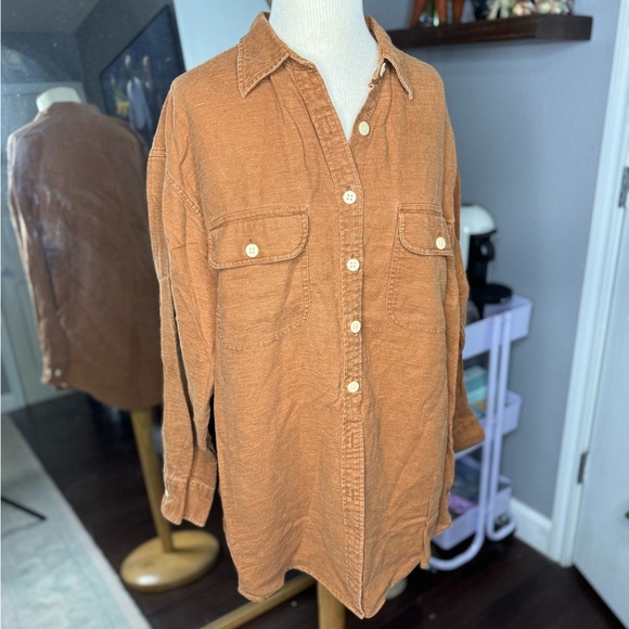 Vintage Eddie Bauer Rust Orange Button-Up Shirt - Picture 1 of 4